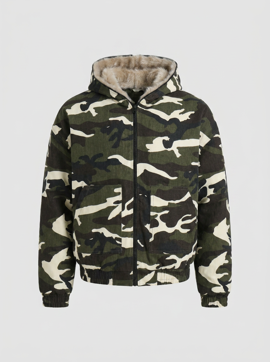 Hooded Rebellion Camo Bomber Jacket