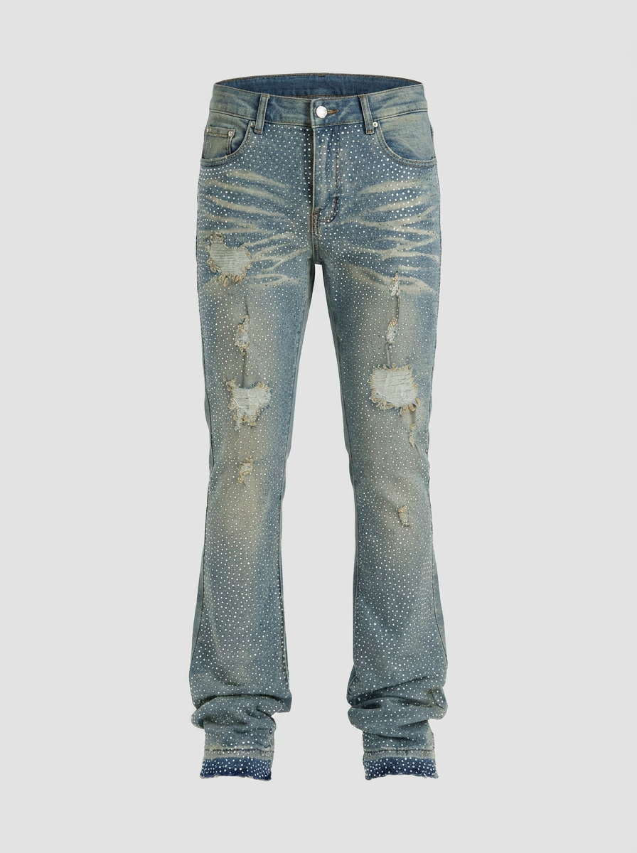 Flare On My Bling Distressed Stacked Skinny Jeans