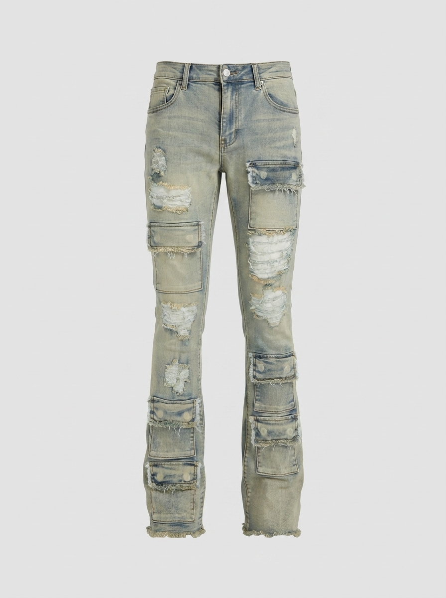 Get Started Cargo Stacked Skinny Flare Jeans