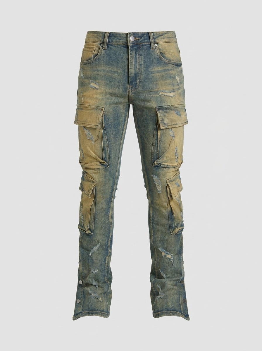 On The Set Stacked Skinny Snap Flare Jeans