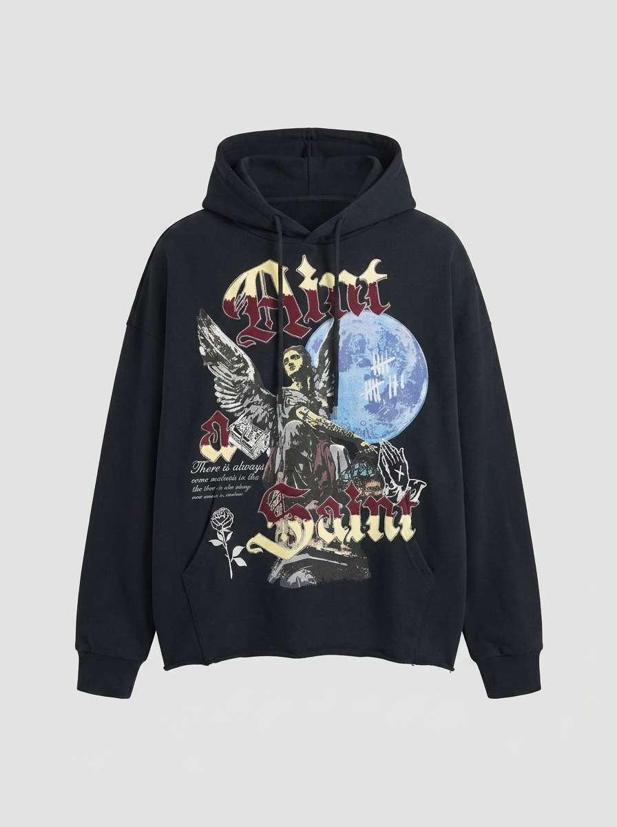 Aint A Saint But Not A Sinner Raw Hem Oversized Hoodie