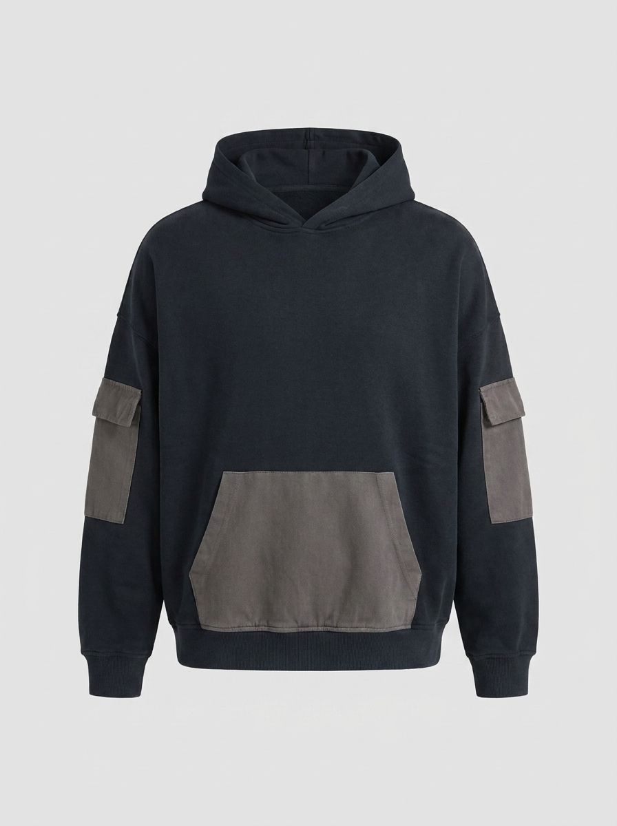Oversized Twill Cargo Hoodie