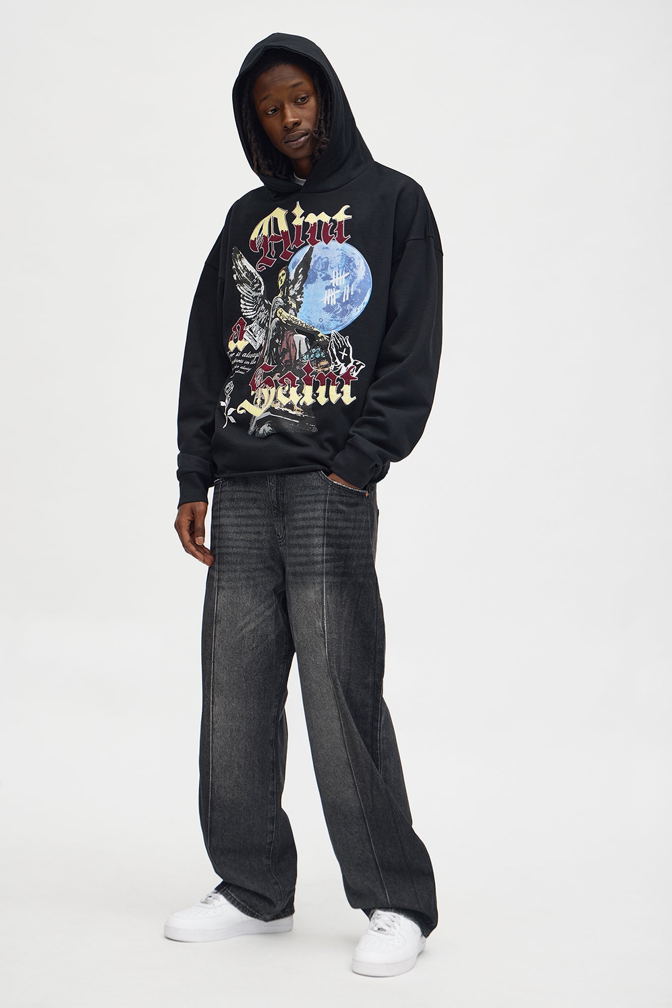 Aint A Saint But Not A Sinner Raw Hem Oversized Hoodie · vista 2