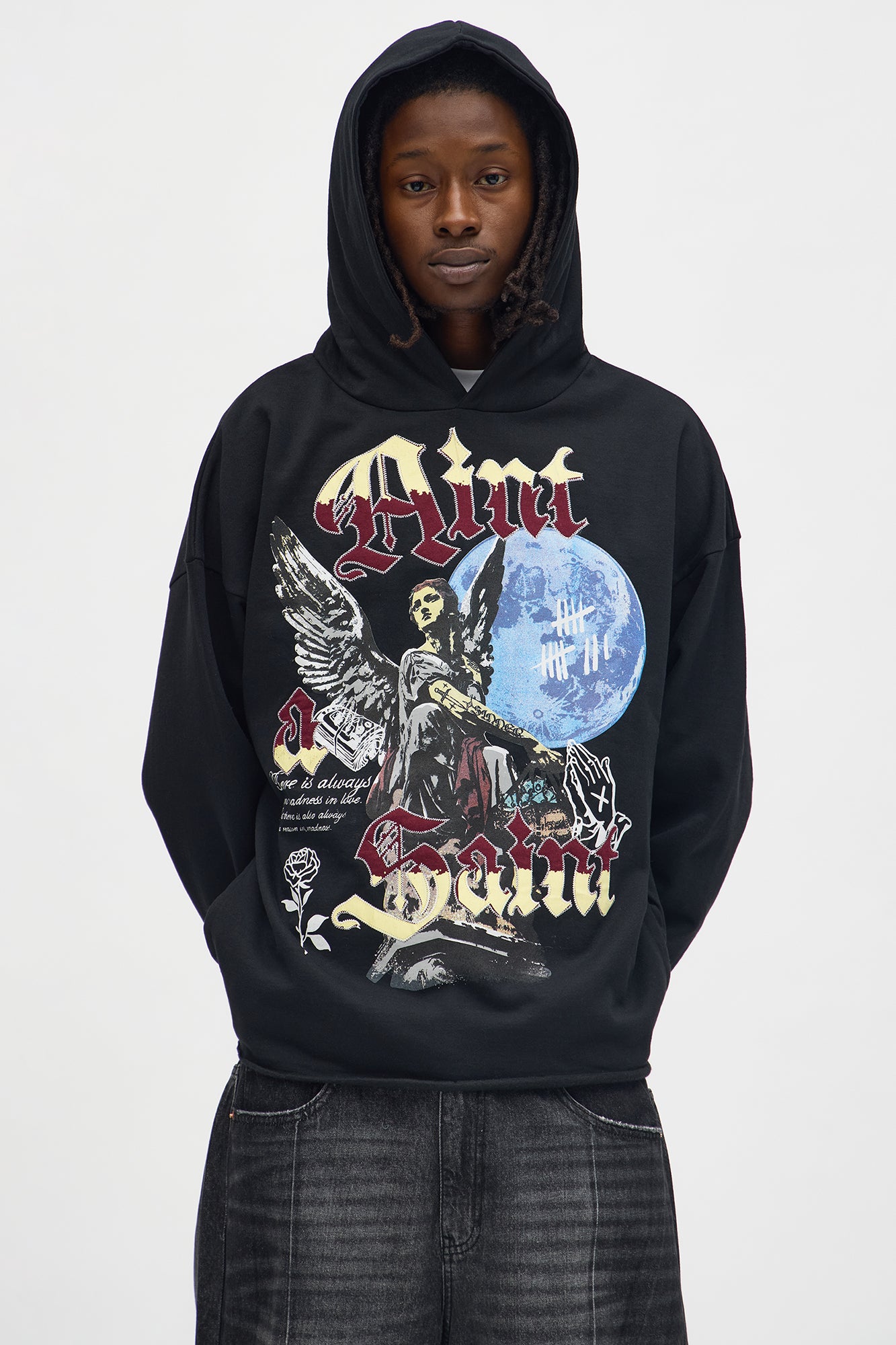 Aint A Saint But Not A Sinner Raw Hem Oversized Hoodie · vista 3