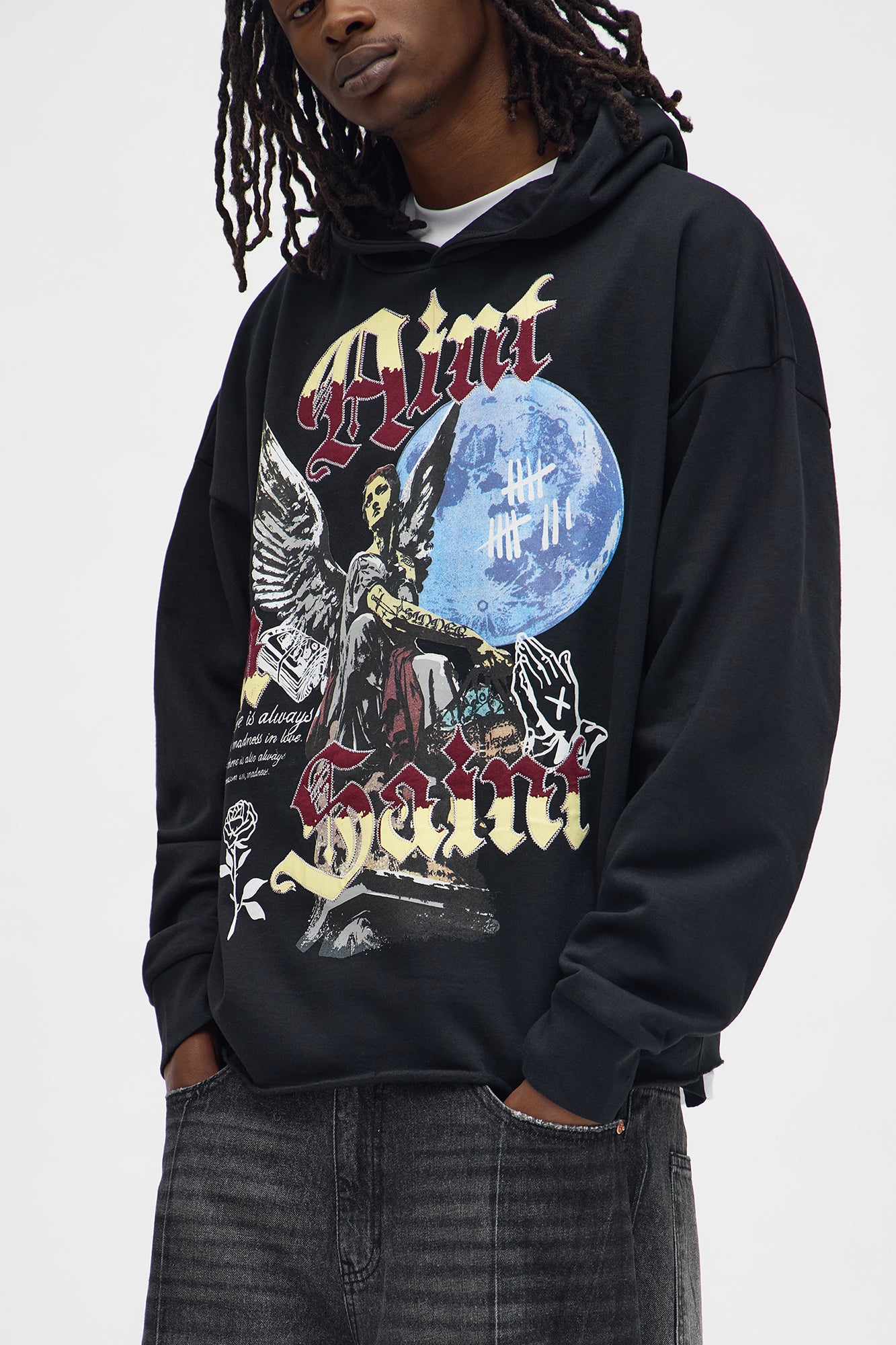 Aint A Saint But Not A Sinner Raw Hem Oversized Hoodie · vista 4